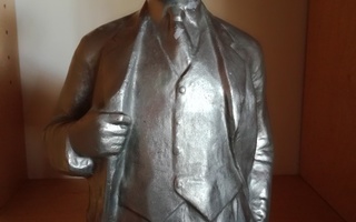 Retro Leninin metallinen  patsas 1977 sign.Teplov 35cm.