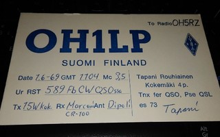 Kokemäki QSO kortti 1969 PK800/6