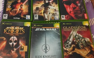 Xbox original pelit 6 kpl mm.star wars,Terminator,gladiator