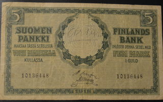5 Markkaa 1918 10136448 Basilier - Müller 