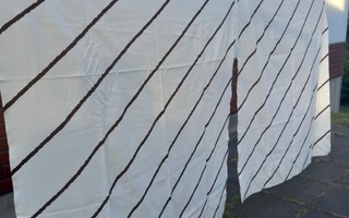 Puuvillaverhot, 2kpl, 185x127cm valkoinen ruskeat raidat