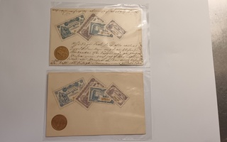 Vanhat Suomen raha postikortit. 2 kpl. 1902.