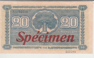 20 Markkaa 1945 Litt. A Specimen