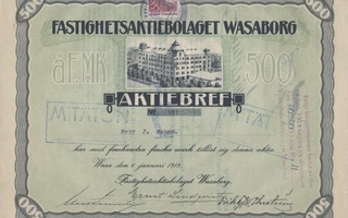 1918 Fastighets Ab Wasaborg, Vaasa osakekirja