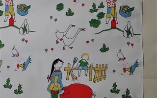 60-luvun lasten retrokangas seinävaate / verho