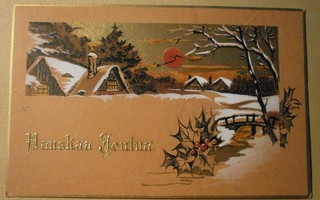 Talvinen kylä ja auringonlasku, Joulupk, p. 1929
