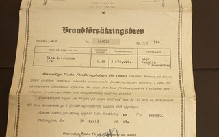 vakuutuskirja finska försäkringsb för landet, 1949