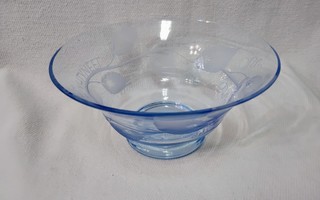 v.1946 hiottukuvioinen sininen lasimalja