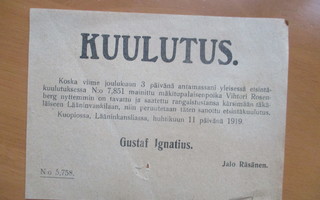 1919 Kuopio etsintäkuulutuksen peruutus