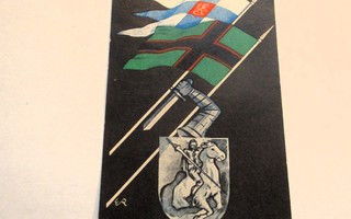 Suomen sotalippu ja Inkerin lippu *