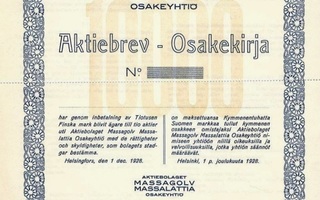 1928 Massalattia Oy bla, Helsinki osakekirja