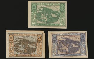 Itävalta 10, 20, 50 Heller, Kirchenbauverein Ertl 1920