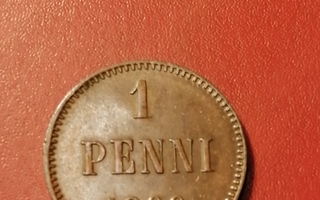 *Suomi *  1 penniä  *1899 *   Copper/Kupari *1+*leimakiiltoa
