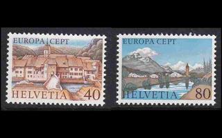 Sveitsi 1094-5 ** Europa maisemia (1977)