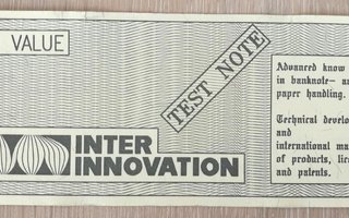 INTER INNOVATIONS TEST BANKNOTE, WITH SWEDEN 5 kr 1965-81 WA