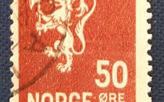 Norja 1937-38  Leijonamerkki   ruskeanpunainen  50 ö  o