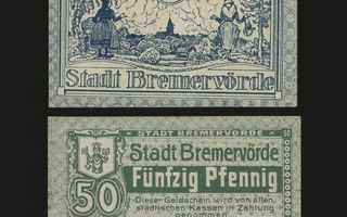 Saksa Notgeld 2 x 50 Pfennig, Bremervörde