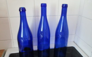 3kpl sinisiä  pulloja