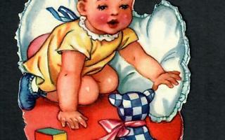PZB 1284 - Konttiva vauva ja ruutunalle - 1950-luvulta
