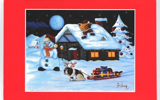 Joulu: lumiukko, koira, joulupukki #L#