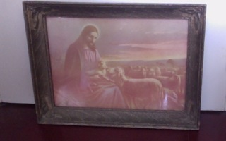 Jeesus ja lampaat iso painokuvataulu