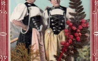 YSTÄVYYS / Jugend-ajan tytöt, kuivatut kasvit. 1900-l. UPEA!