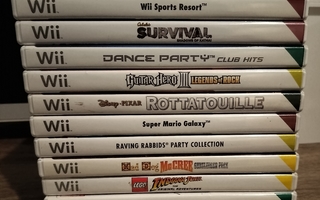 Nintendo Wii pelit 12 kpl mm. Mario,Lego,capelas survival