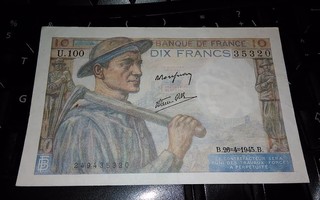 Ranska France 10 Francs 1945 sn320 XF