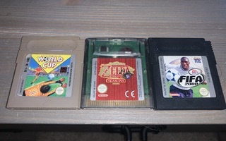 Kolme erilaista Nintendo GameBoy peliä