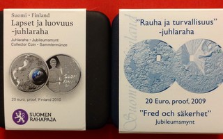 Suomi, 2 unssia hopeaa, 2 x 20 Euro 2009 ja 2010.