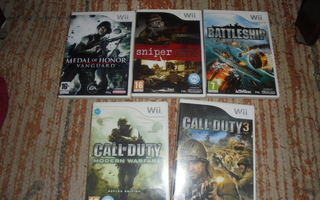 Wii pelit x 5 kpl Call of Duty 3 + Modern Warfare ym
