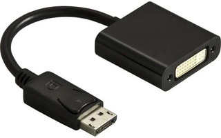 Deltaco DisplayPort uros - DVI-I naaras, 0.2m, musta *UUSI*