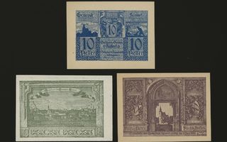 Itävalta Notgeld 10, 20, 50 Heller, Rüstorf 1920