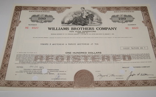Osakekirja Yhdysvallat Williams Brothers Company 1971
