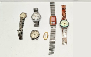 6kpl kelloja korjattavaksi (Casio, Swatch, Candino, Orient)