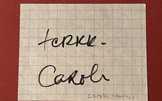 Laulaja Carolan (1941-1997) nimikirjoitus paperilla