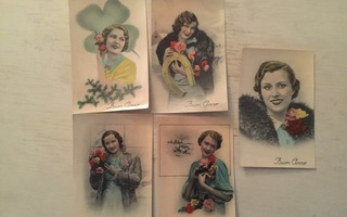Joulukortteja 1960 luvulta käyttämättömiä upeita naisia