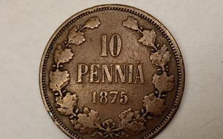 10 penniä, 1875 vuodelta, harvinainen