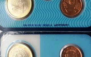 San Marino  1 cent,  10 cent ja 1 euro,  2004 kotelossa
