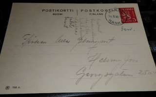 Hanko M-30 3mk Punainen postikortilla 1945 PK700/1