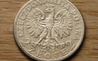 Puola 2 Zloty 1934 Hopea