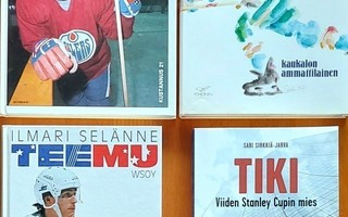 Jääkiekkokirjat: Kurri, Reksa, Teemu ja Tiki.