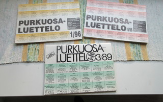 Vanha purkuauto luettelo 1989 ja 1996.