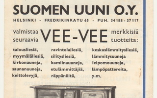 Vanha mainos esite Suomen Uuni Oy