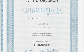 KT-Tietokeskus Oy, Helsinki 1990 specimen