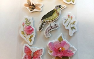 3D tarrat, kukka ja lintu, 1 arkki