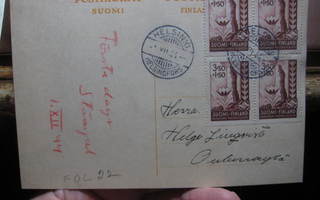 Kansanapu FDC-kuori kortilla 1944