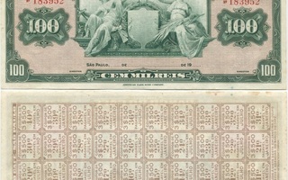 Brasilia Banco Do Cafe 100 Mil Reis 1890 UNC- (183952)