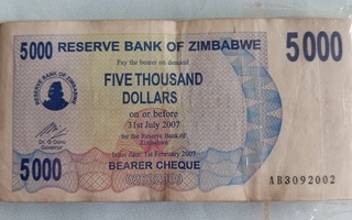 Zimbabwe 5000 dollars, täysi pakka