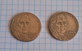 USA 2x5 cents P, 2014 ja 2019